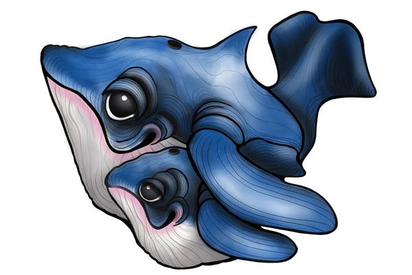 Whales: Blue Whale And Calf by Ann Hutchinson