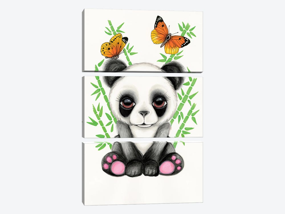 Baby Panda by Ann Hutchinson 3-piece Canvas Print