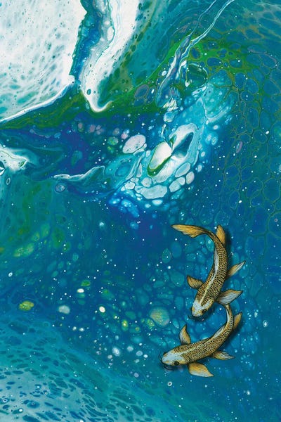 Ocean Blues: Koi Marble Shadows by Ann Hutchinson