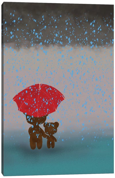 Little Teds In The Rain Canvas Art Print - Ann Hutchinson