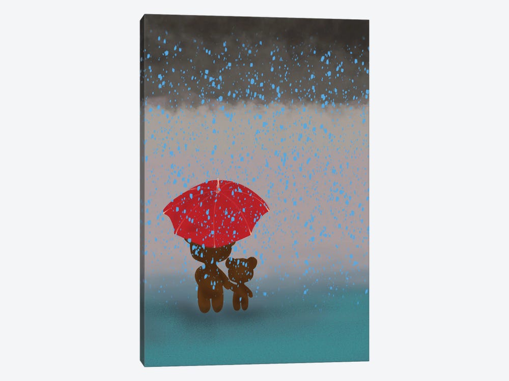 Little Teds In The Rain by Ann Hutchinson 1-piece Canvas Wall Art