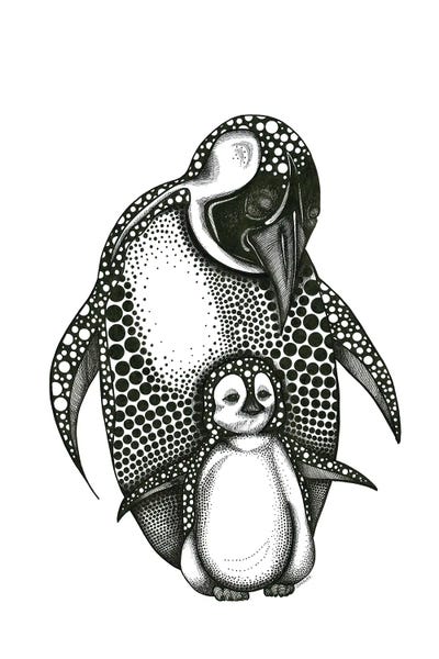 Mother Penguin And Baby by Ann Hutchinson multi panel art