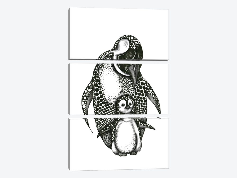 Mother Penguin And Baby by Ann Hutchinson 3-piece Canvas Wall Art