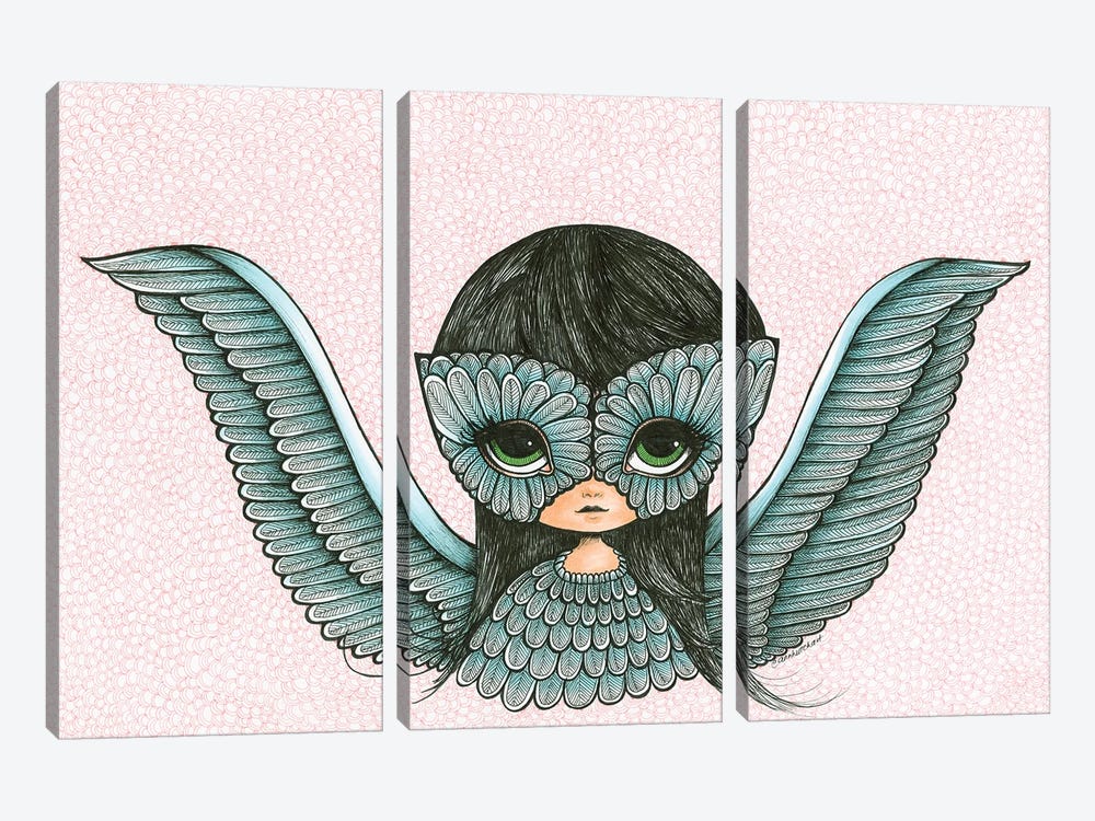 Bird Girl by Ann Hutchinson 3-piece Canvas Print