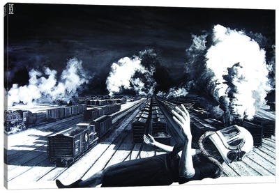 Are We High Enough To Clear These Tracks Canvas Art Print - Alec Huxley