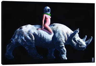 Why Are You Running Canvas Art Print - Rhinoceros Art