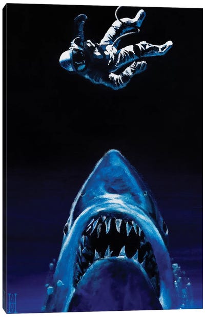 World Hunter Canvas Art Print - Great White Shark Art