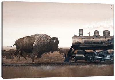 Plains Game Canvas Art Print - Bison & Buffalo Art