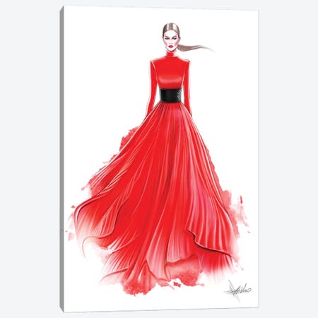 Red Red Dress Canvas Print #AHV25} by AhVero Art Print
