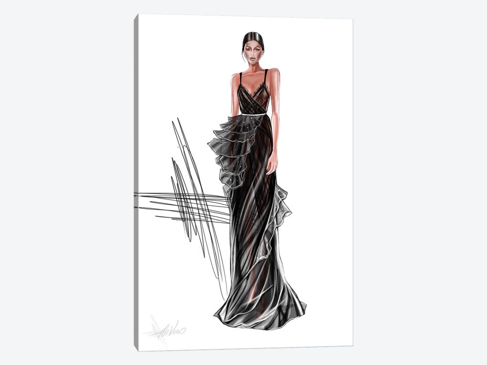 Couture Black Dress by AhVero 1-piece Canvas Art Print