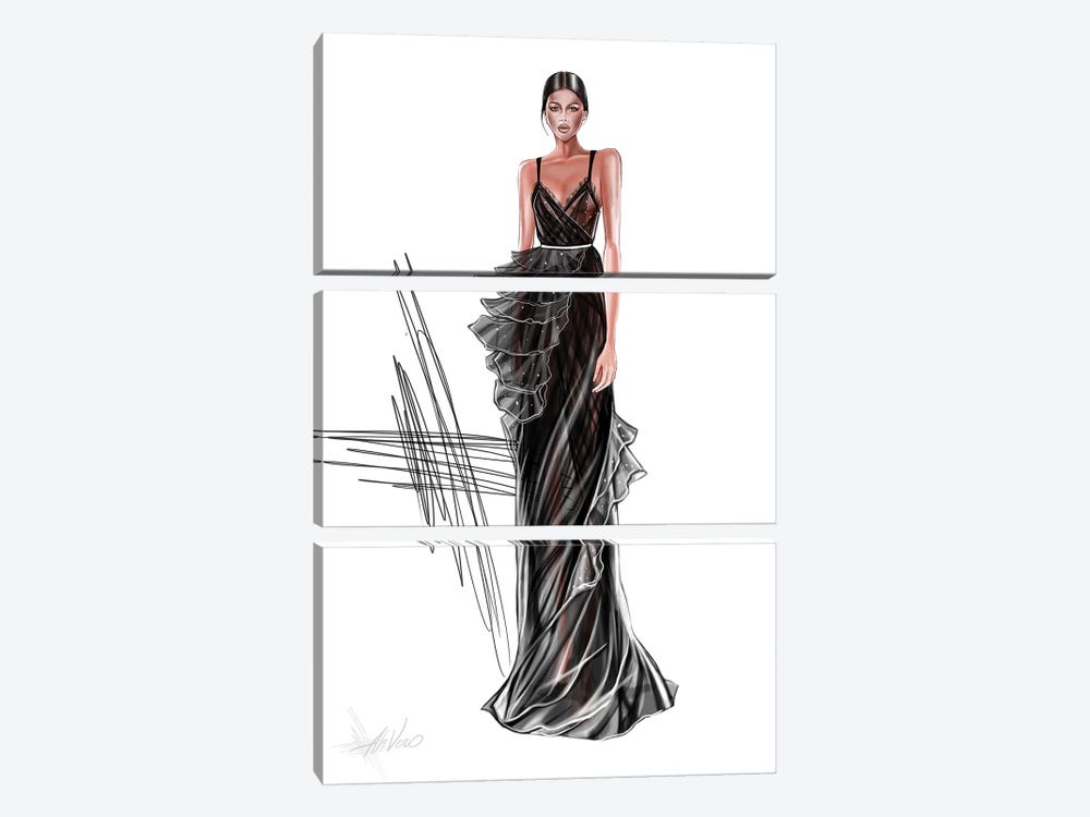 Couture Black Dress by AhVero 3-piece Art Print