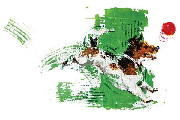 Jack Russell Terriers: Red Ball by Anna Cher