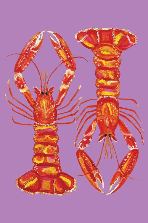 Langoustines On Purple by Alice Straker wall art