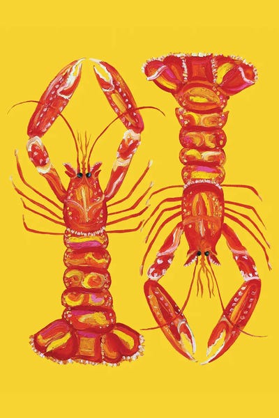 Langoustines on Yellow by Alice Straker canvas print
