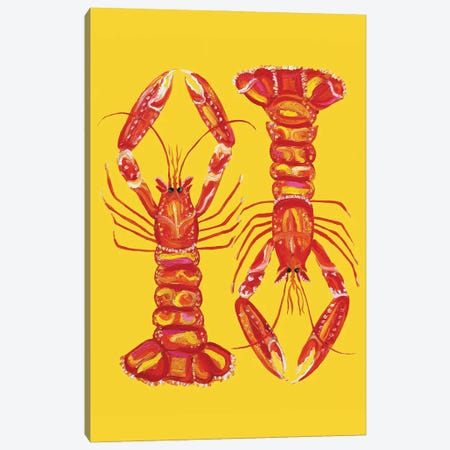Langoustines on Yellow Canvas Print #AIE17} by Alice Straker Canvas Wall Art