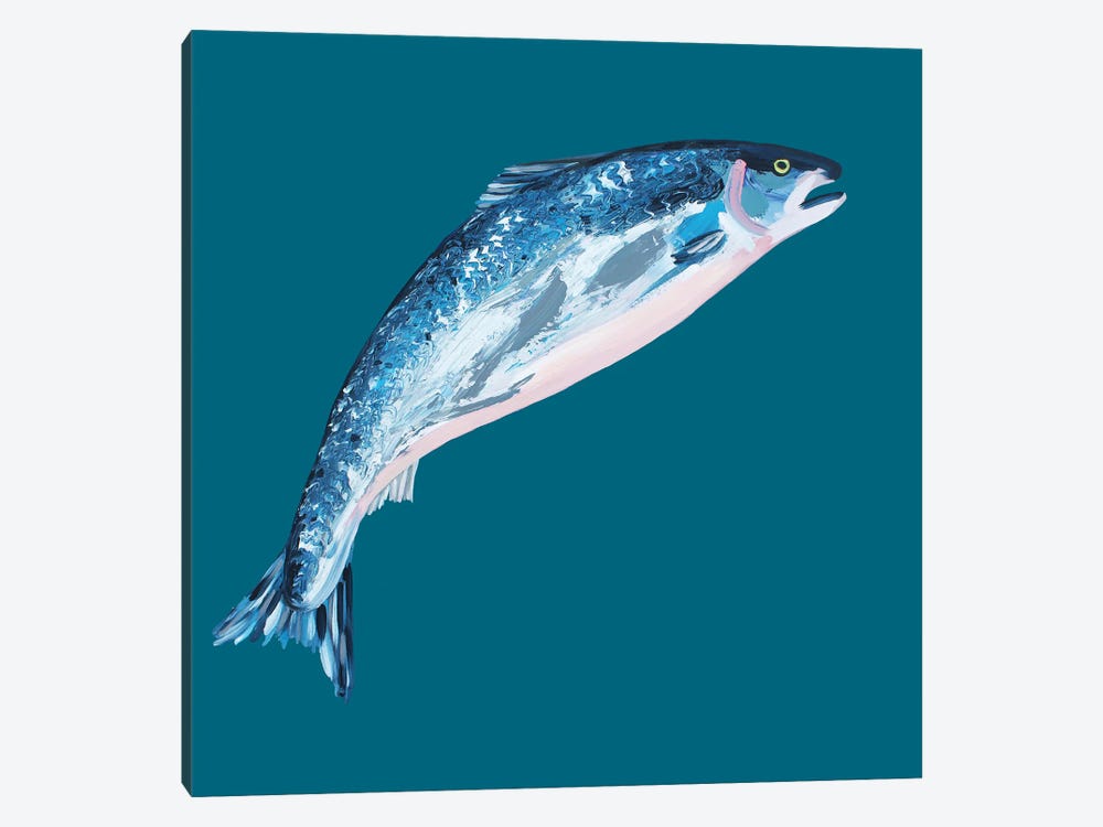 Leaping Salmon by Alice Straker 1-piece Canvas Wall Art