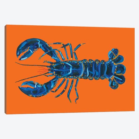 Lobster on Orange Canvas Print #AIE22} by Alice Straker Canvas Artwork