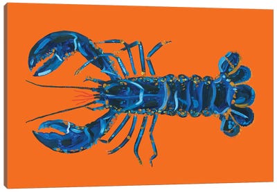 Lobster on Orange Canvas Art Print - Lobster Art