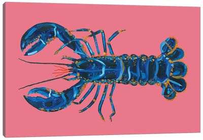 Lobster on Pink Canvas Art Print - Lobster Art