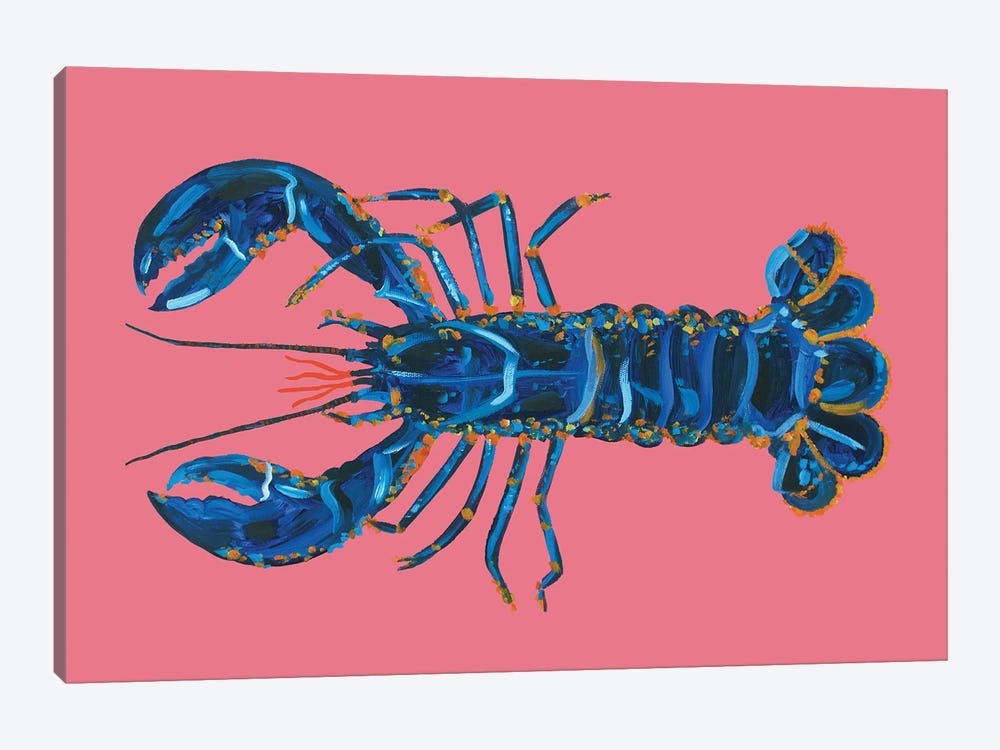 Lobster on Pink by Alice Straker 1-piece Canvas Art