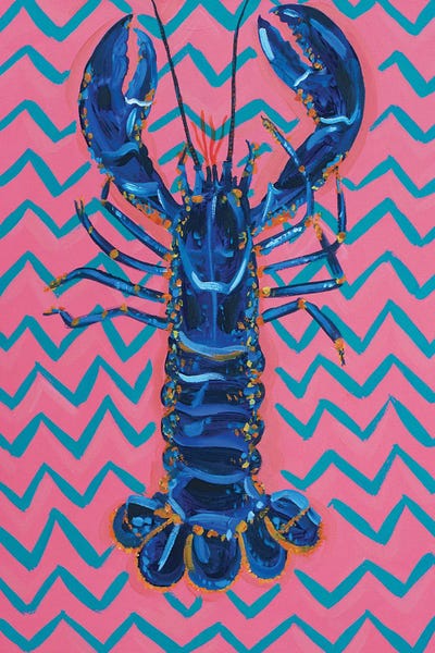 Lobster on Zigzag by Alice Straker framed canvas print
