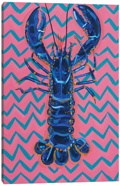Lobster on Zigzag Canvas Art Print - Alice Straker