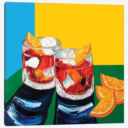 Negronis Blue and Yellow Canvas Print #AIE26} by Alice Straker Canvas Print