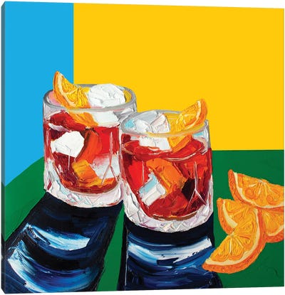 Negronis Blue and Yellow Canvas Art Print - Alice Straker