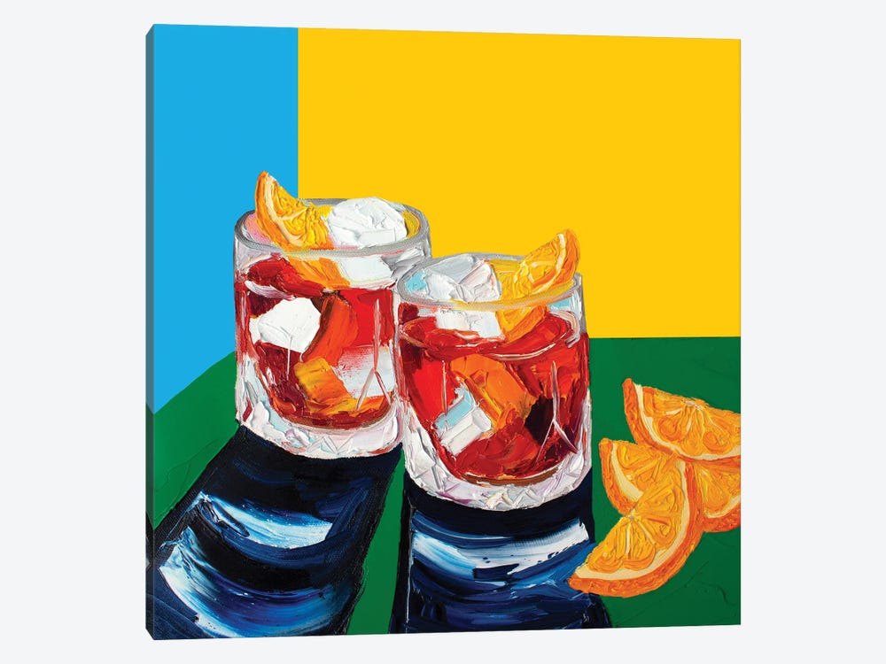 Negronis Blue and Yellow by Alice Straker 1-piece Art Print