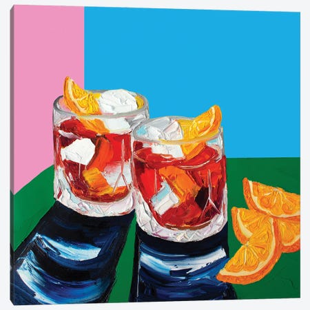 Negronis Pink and Blue Canvas Print #AIE27} by Alice Straker Canvas Print