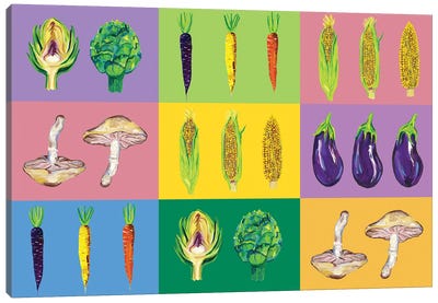 Vegetable Pop Art Canvas Art Print - Vegetable Art