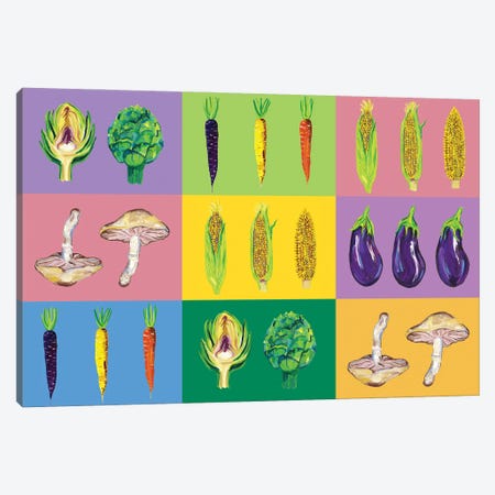 Vegetable Pop Art Canvas Print #AIE39} by Alice Straker Canvas Art Print