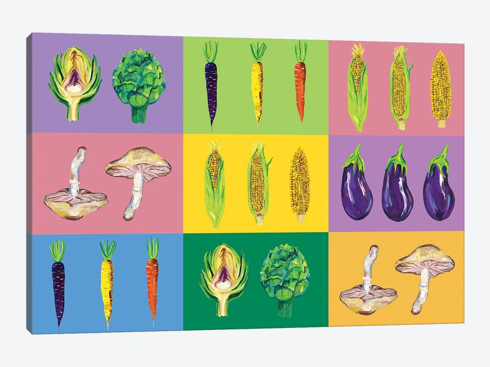 Vegetable Pop Art by Alice Straker 1-piece Canvas Print