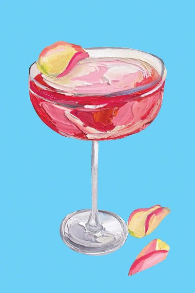 Sparkling Rose Gin Cocktail On Blue by Alice Straker canvas print