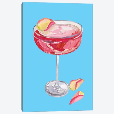 Sparkling Rose Gin Cocktail On Blue Canvas Print #AIE42} by Alice Straker Canvas Wall Art