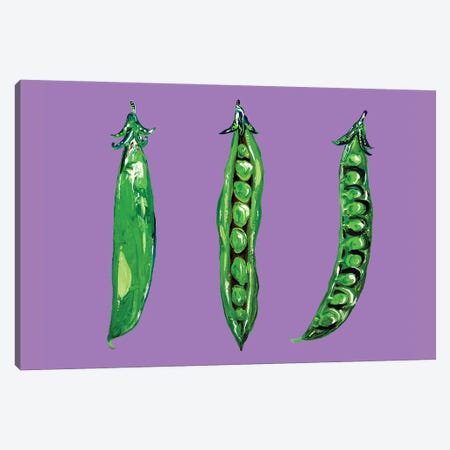 Peas In A Pod On Purple Canvas Print #AIE44} by Alice Straker Canvas Art Print