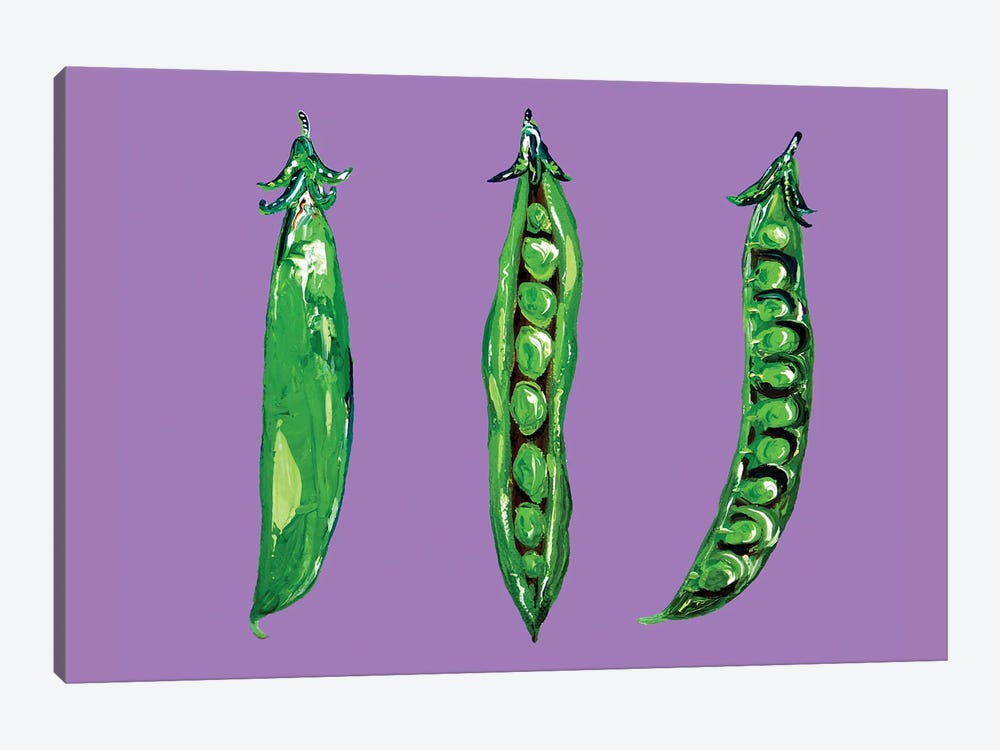Peas In A Pod On Purple by Alice Straker 1-piece Canvas Art Print