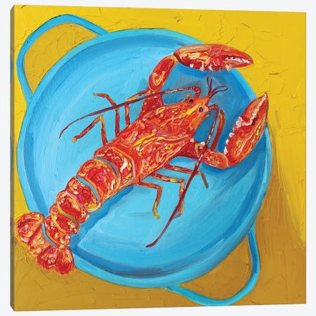 Orange Lobster In A Pot Canvas Print #AIE46} by Alice Straker Art Print
