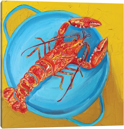 Orange Lobster In A Pot Canvas Art Print - Alice Straker