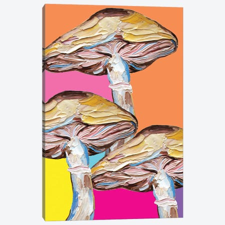 Mushrooms On Rainbow Quilt Canvas Print #AIE54} by Alice Straker Canvas Artwork