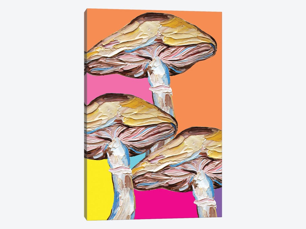 Mushrooms On Rainbow Quilt by Alice Straker 1-piece Canvas Wall Art