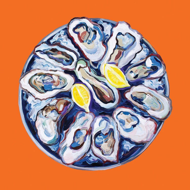 Oysters On A Plate Orange by Alice Straker wall art