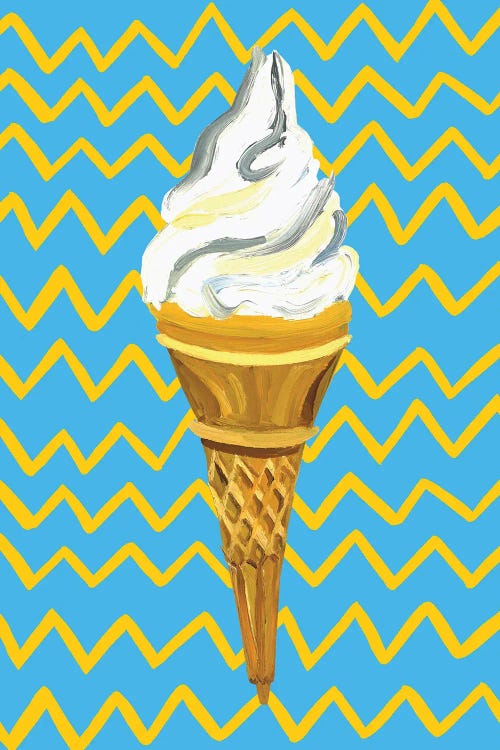 Ice Cream On Blue Zigzag