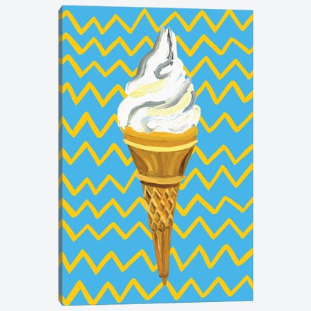 Ice Cream On Blue Zigzag Canvas Print #AIE64} by Alice Straker Art Print