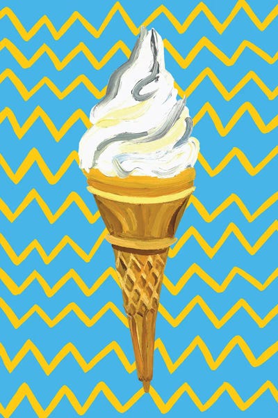 Ice Cream On Blue Zigzag