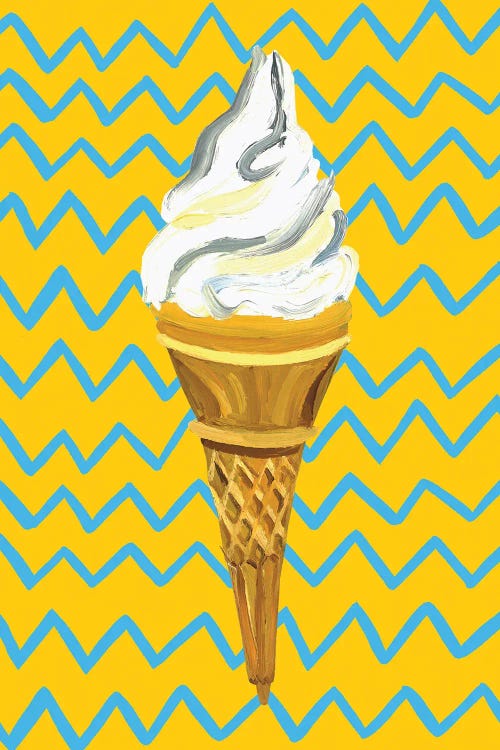 Ice Cream On Yellow Zigzag by Alice Straker wall art