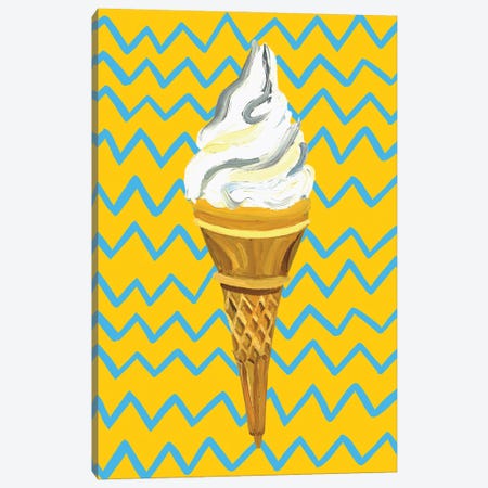 Ice Cream On Yellow Zigzag Canvas Print #AIE65} by Alice Straker Canvas Print