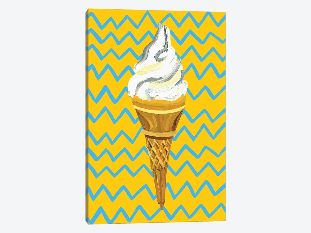 Ice Cream On Yellow Zigzag by Alice Straker 1-piece Canvas Artwork