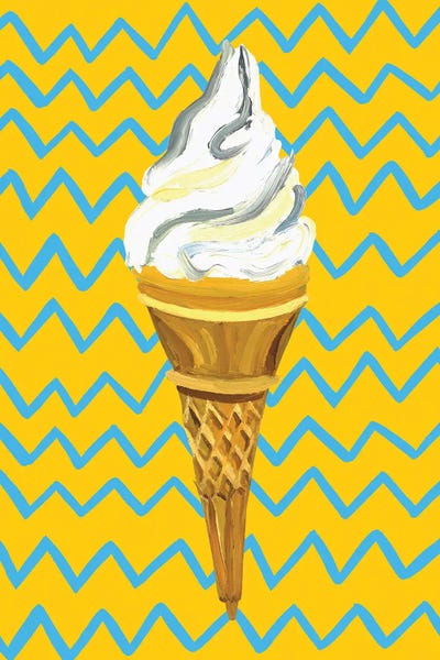 Pop Art Kitchen: Ice Cream On Yellow Zigzag by Alice Straker