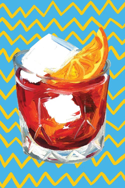 Negroni On Blue Zigzag by Alice Straker wall art